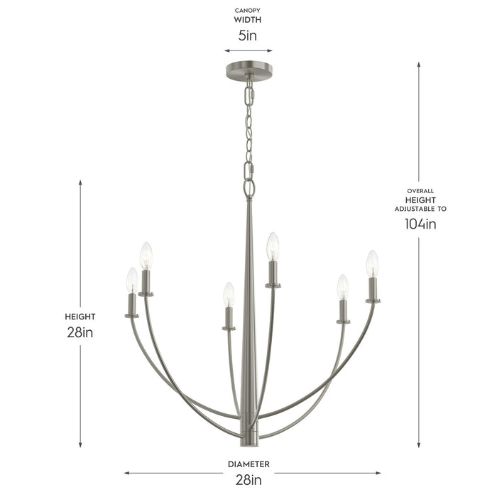 Myhouse Lighting Progress Lighting - P400459-009 - Six Light Chandelier - Jheni - Brushed Nickel