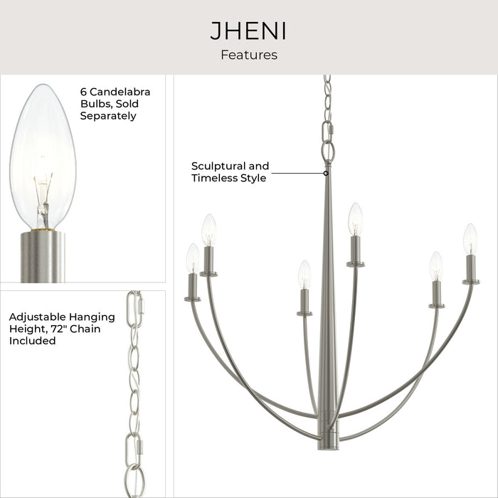 Myhouse Lighting Progress Lighting - P400459-009 - Six Light Chandelier - Jheni - Brushed Nickel