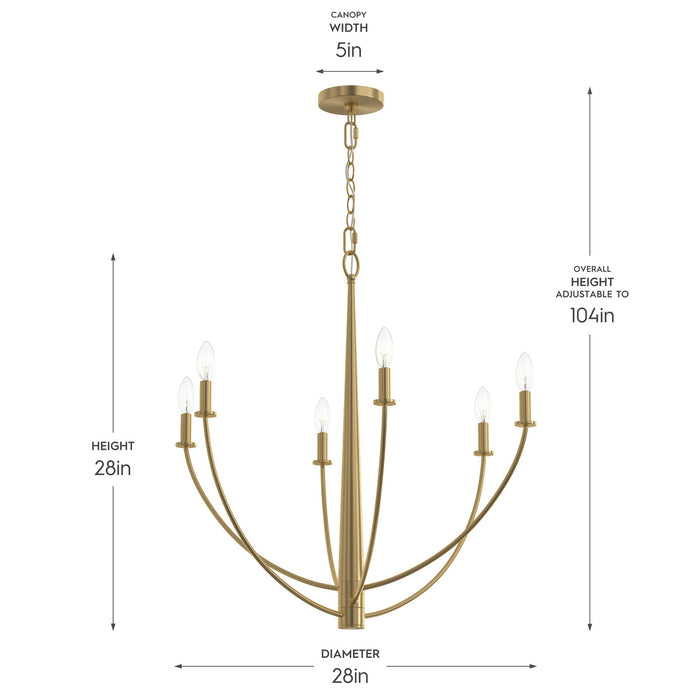Myhouse Lighting Progress Lighting - P400459-191 - Six Light Chandelier - Jheni - Brushed Gold