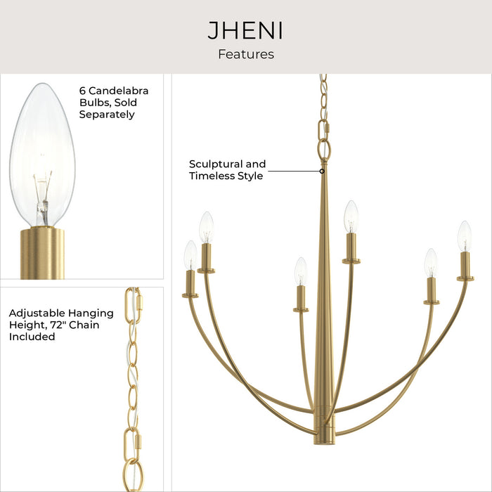 Myhouse Lighting Progress Lighting - P400459-191 - Six Light Chandelier - Jheni - Brushed Gold