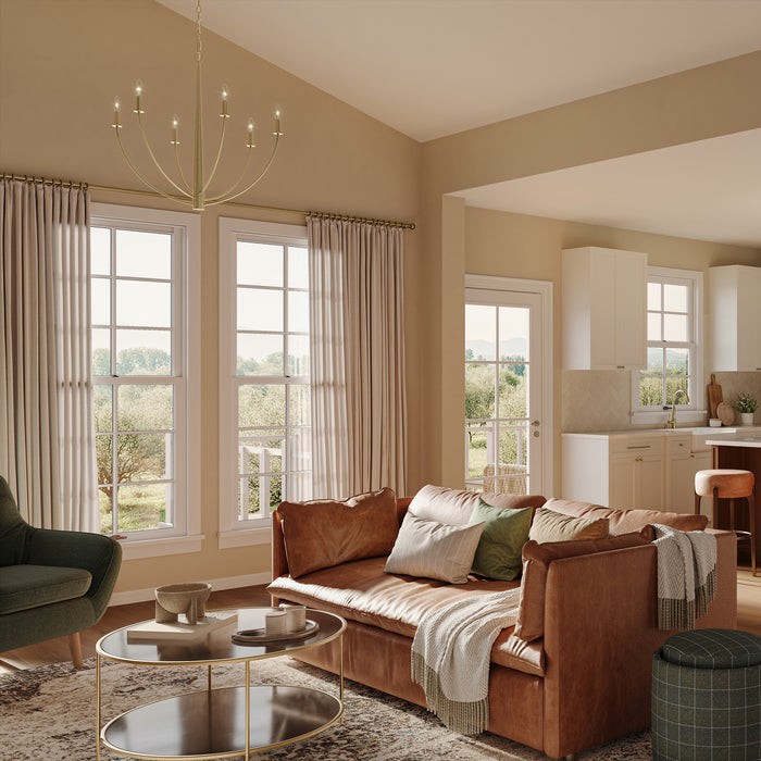 Myhouse Lighting Progress Lighting - P400459-191 - Six Light Chandelier - Jheni - Brushed Gold