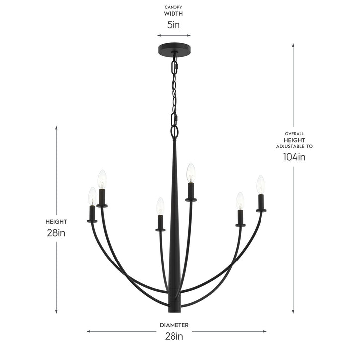 Myhouse Lighting Progress Lighting - P400459-31M - Six Light Chandelier - Jheni - Matte Black