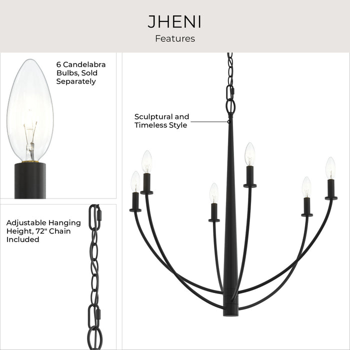 Myhouse Lighting Progress Lighting - P400459-31M - Six Light Chandelier - Jheni - Matte Black