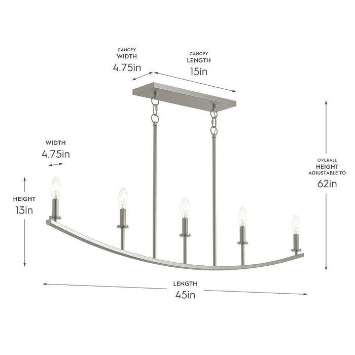 Myhouse Lighting Progress Lighting - P400461-009 - Five Light Linear Chandelier - Jheni - Brushed Nickel