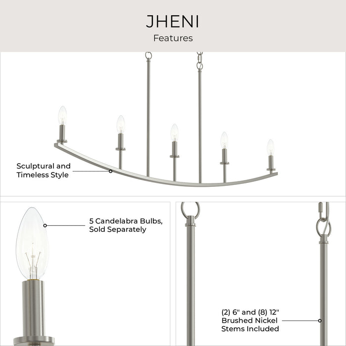 Myhouse Lighting Progress Lighting - P400461-009 - Five Light Linear Chandelier - Jheni - Brushed Nickel