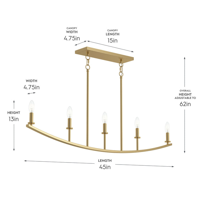 Myhouse Lighting Progress Lighting - P400461-191 - Five Light Linear Chandelier - Jheni - Brushed Gold