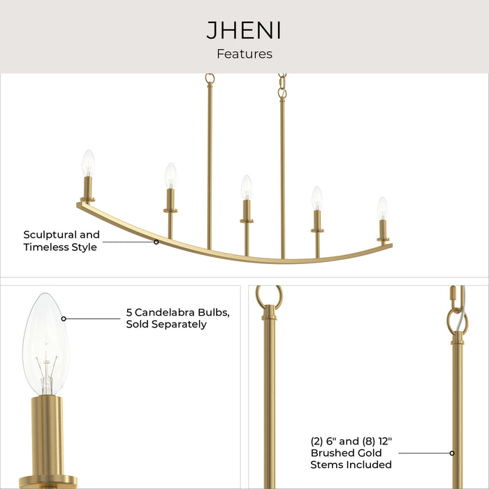 Myhouse Lighting Progress Lighting - P400461-191 - Five Light Linear Chandelier - Jheni - Brushed Gold