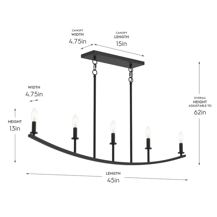 Myhouse Lighting Progress Lighting - P400461-31M - Five Light Linear Chandelier - Jheni - Matte Black