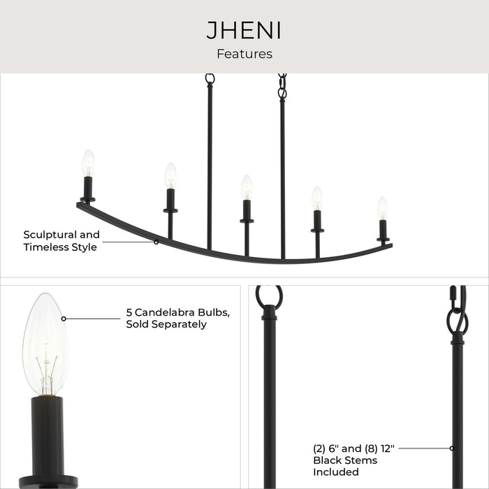 Myhouse Lighting Progress Lighting - P400461-31M - Five Light Linear Chandelier - Jheni - Matte Black