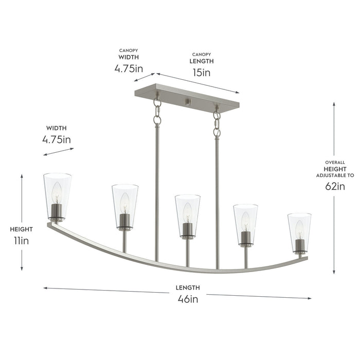 Myhouse Lighting Progress Lighting - P400456-009 - Five Light Linear Chandelier - Jheni - Brushed Nickel