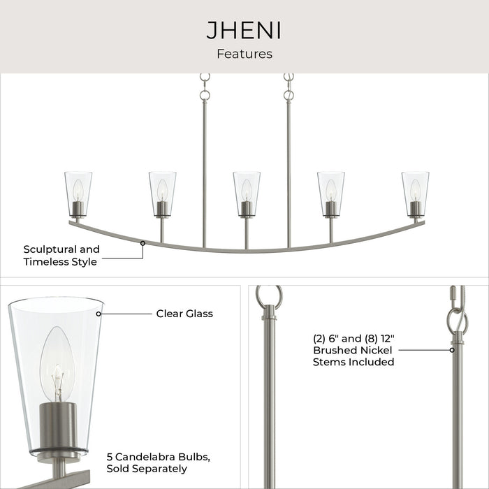 Myhouse Lighting Progress Lighting - P400456-009 - Five Light Linear Chandelier - Jheni - Brushed Nickel