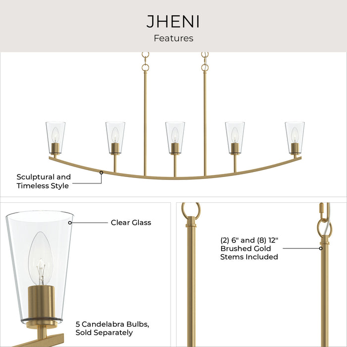 Myhouse Lighting Progress Lighting - P400456-191 - Five Light Linear Chandelier - Jheni - Brushed Gold