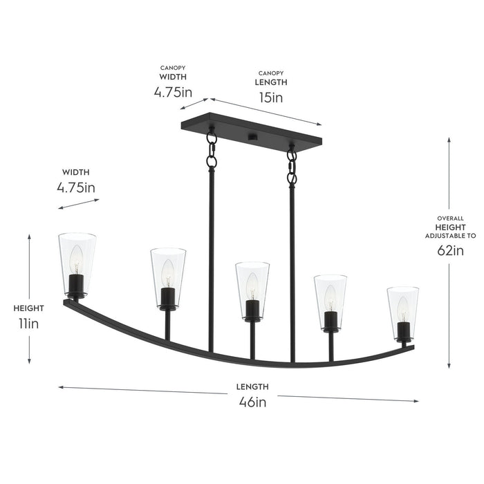 Myhouse Lighting Progress Lighting - P400456-31M - Five Light Linear Chandelier - Jheni - Matte Black