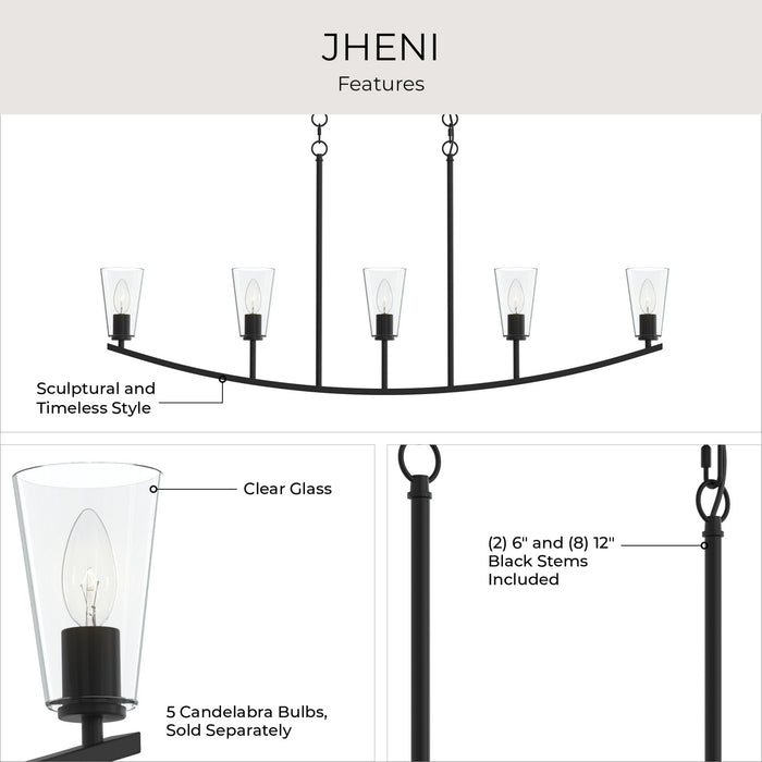 Myhouse Lighting Progress Lighting - P400456-31M - Five Light Linear Chandelier - Jheni - Matte Black