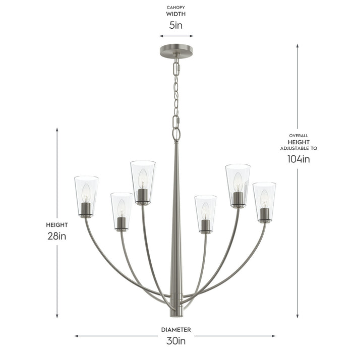 Myhouse Lighting Progress Lighting - P400454-009 - Six Light Chandelier - Jheni - Brushed Nickel