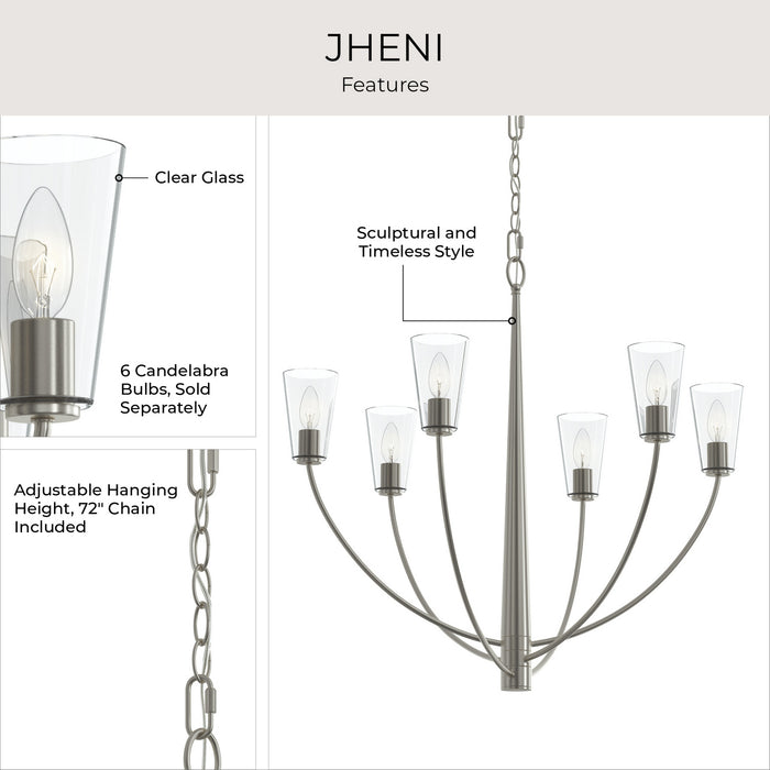 Myhouse Lighting Progress Lighting - P400454-009 - Six Light Chandelier - Jheni - Brushed Nickel