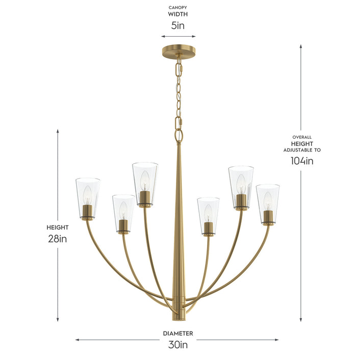 Myhouse Lighting Progress Lighting - P400454-191 - Six Light Chandelier - Jheni - Brushed Gold