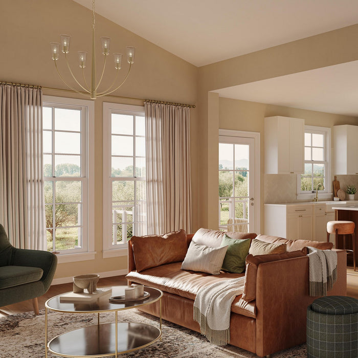 Myhouse Lighting Progress Lighting - P400454-191 - Six Light Chandelier - Jheni - Brushed Gold