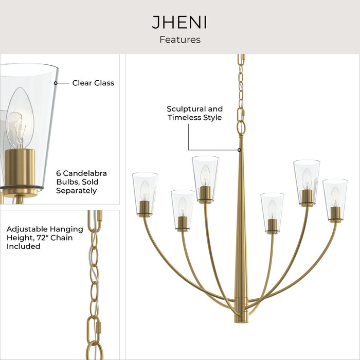 Myhouse Lighting Progress Lighting - P400454-191 - Six Light Chandelier - Jheni - Brushed Gold