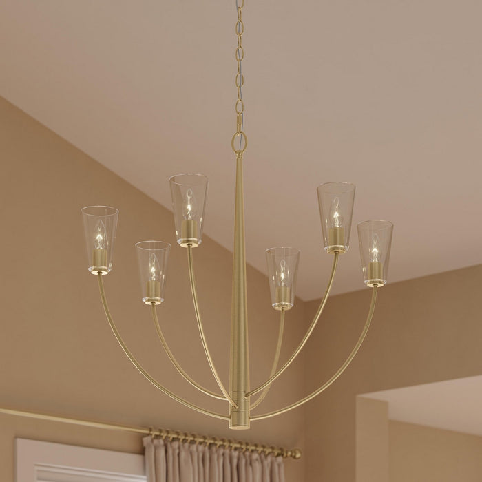 Myhouse Lighting Progress Lighting - P400454-191 - Six Light Chandelier - Jheni - Brushed Gold