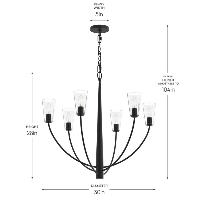 Myhouse Lighting Progress Lighting - P400454-31M - Six Light Chandelier - Jheni - Matte Black