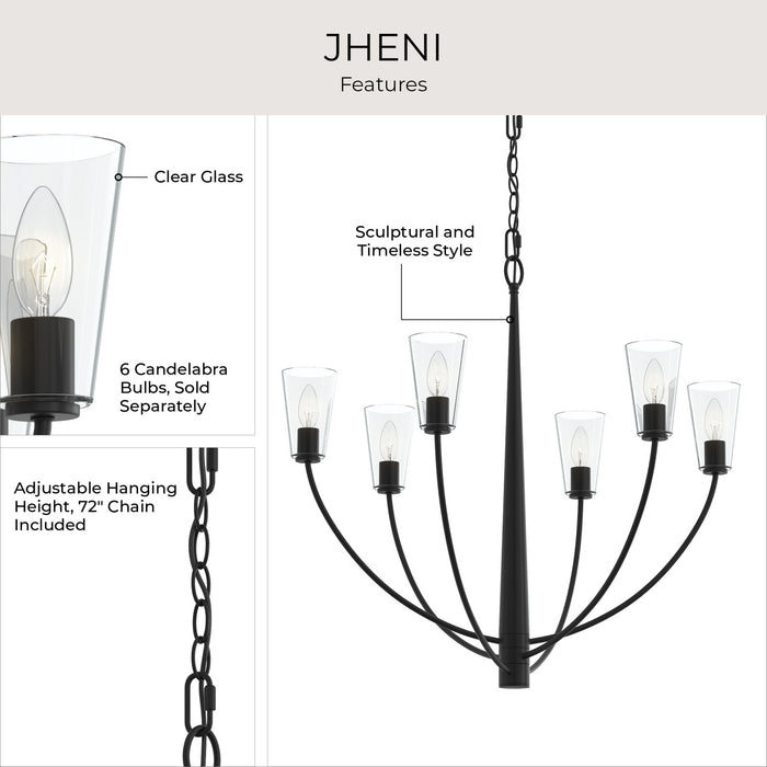 Myhouse Lighting Progress Lighting - P400454-31M - Six Light Chandelier - Jheni - Matte Black