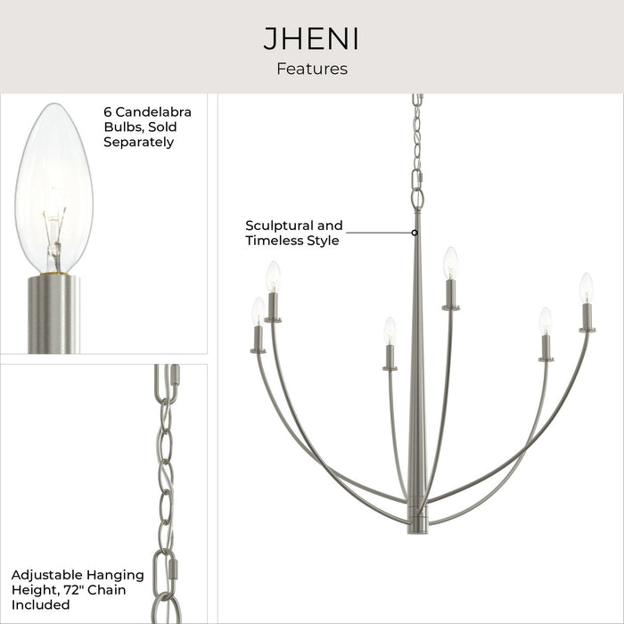 Myhouse Lighting Progress Lighting - P400460-009 - Six Light Chandelier - Jheni - Brushed Nickel
