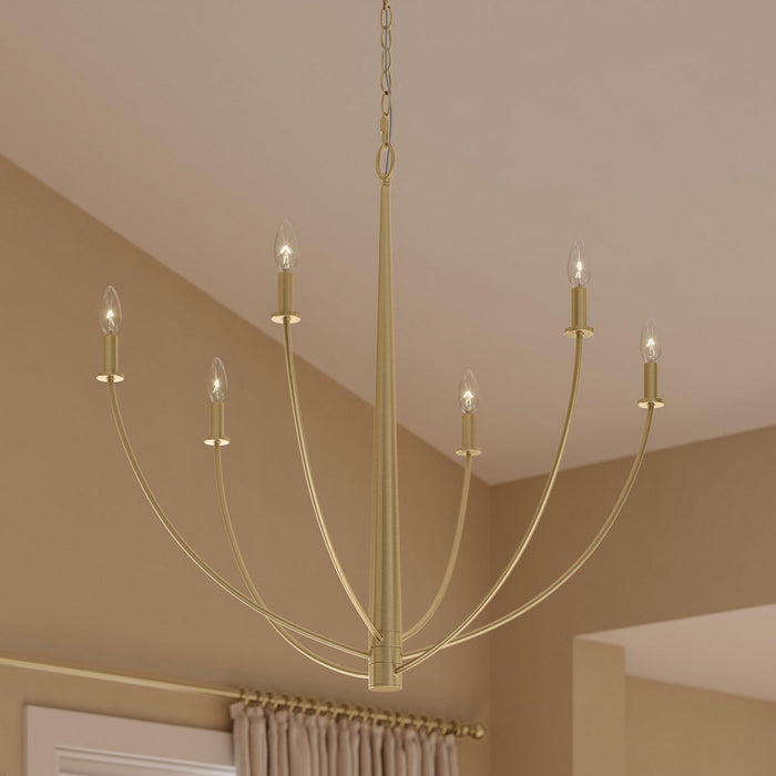 Myhouse Lighting Progress Lighting - P400460-191 - Six Light Chandelier - Jheni - Brushed Gold