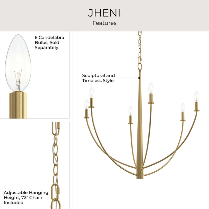 Myhouse Lighting Progress Lighting - P400460-191 - Six Light Chandelier - Jheni - Brushed Gold