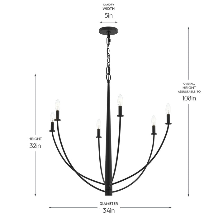 Myhouse Lighting Progress Lighting - P400460-31M - Six Light Chandelier - Jheni - Matte Black