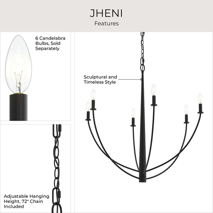 Myhouse Lighting Progress Lighting - P400460-31M - Six Light Chandelier - Jheni - Matte Black