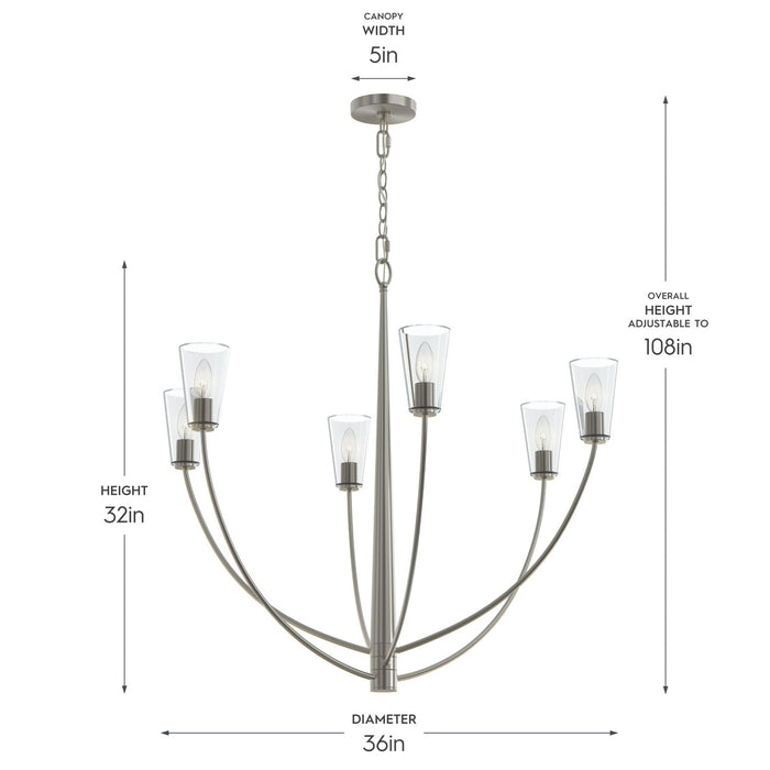 Myhouse Lighting Progress Lighting - P400455-009 - Six Light Chandelier - Jheni - Brushed Nickel
