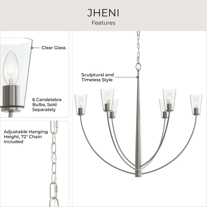 Myhouse Lighting Progress Lighting - P400455-009 - Six Light Chandelier - Jheni - Brushed Nickel