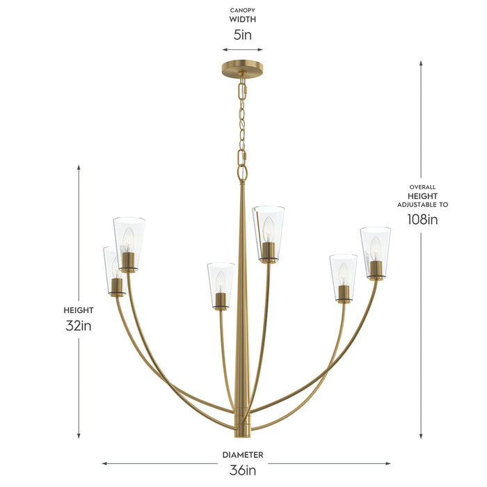 Myhouse Lighting Progress Lighting - P400455-191 - Six Light Chandelier - Jheni - Brushed Gold