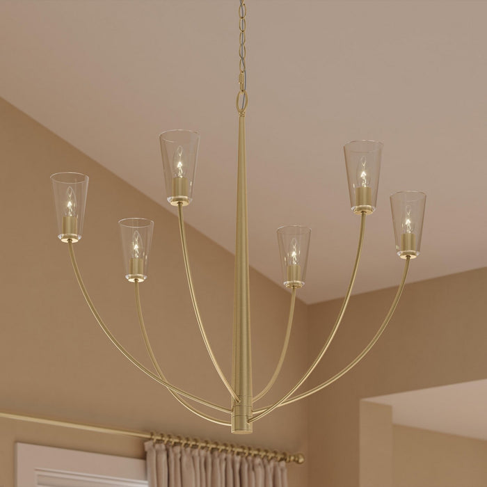 Myhouse Lighting Progress Lighting - P400455-191 - Six Light Chandelier - Jheni - Brushed Gold