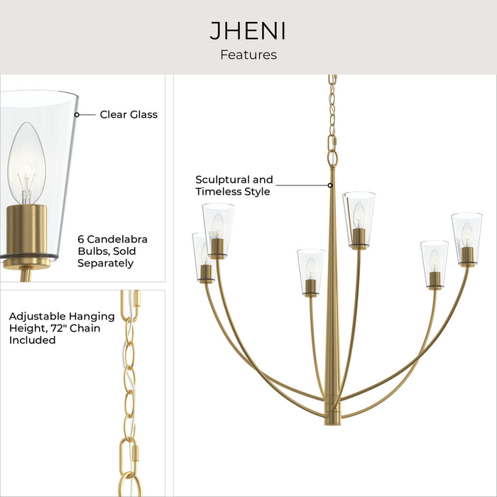 Myhouse Lighting Progress Lighting - P400455-191 - Six Light Chandelier - Jheni - Brushed Gold