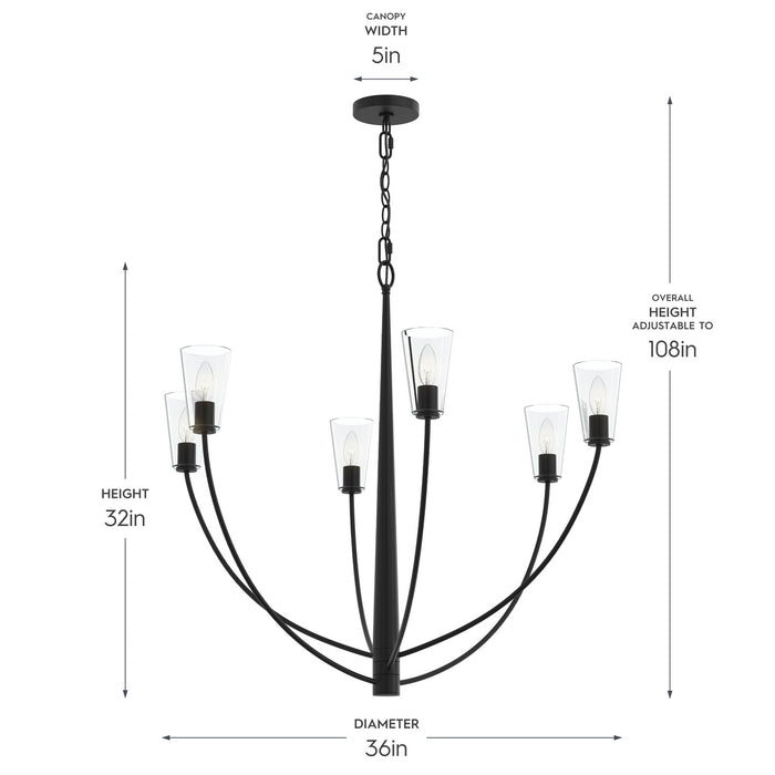 Myhouse Lighting Progress Lighting - P400455-31M - Six Light Chandelier - Jheni - Matte Black