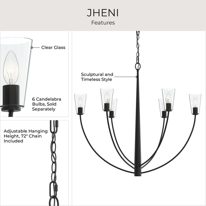 Myhouse Lighting Progress Lighting - P400455-31M - Six Light Chandelier - Jheni - Matte Black