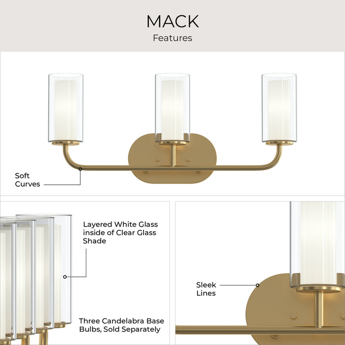 Myhouse Lighting Progress Lighting - P300576-191 - Three Light Bath Vanity - Mack - Brushed Gold