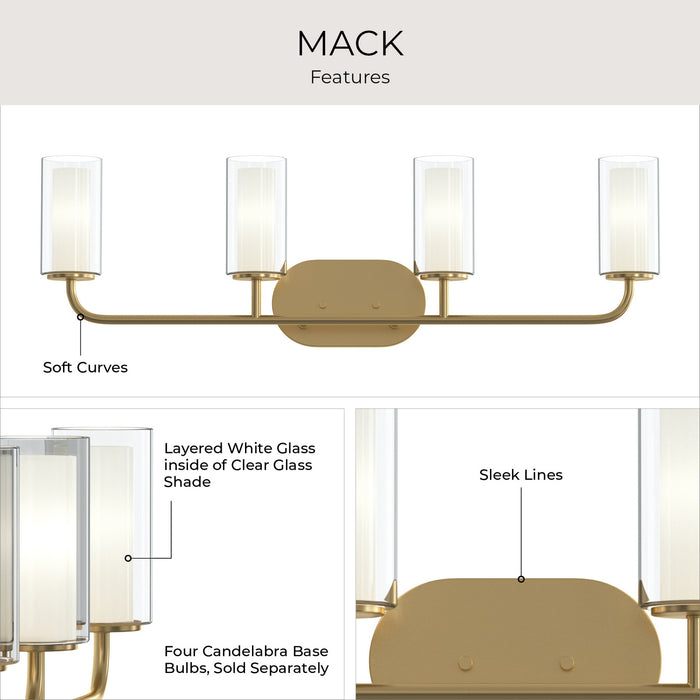 Myhouse Lighting Progress Lighting - P300577-191 - Four Light Bath Vanity - Mack - Brushed Gold