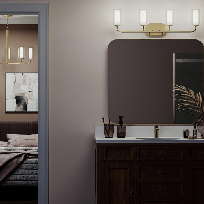 Myhouse Lighting Progress Lighting - P300577-191 - Four Light Bath Vanity - Mack - Brushed Gold