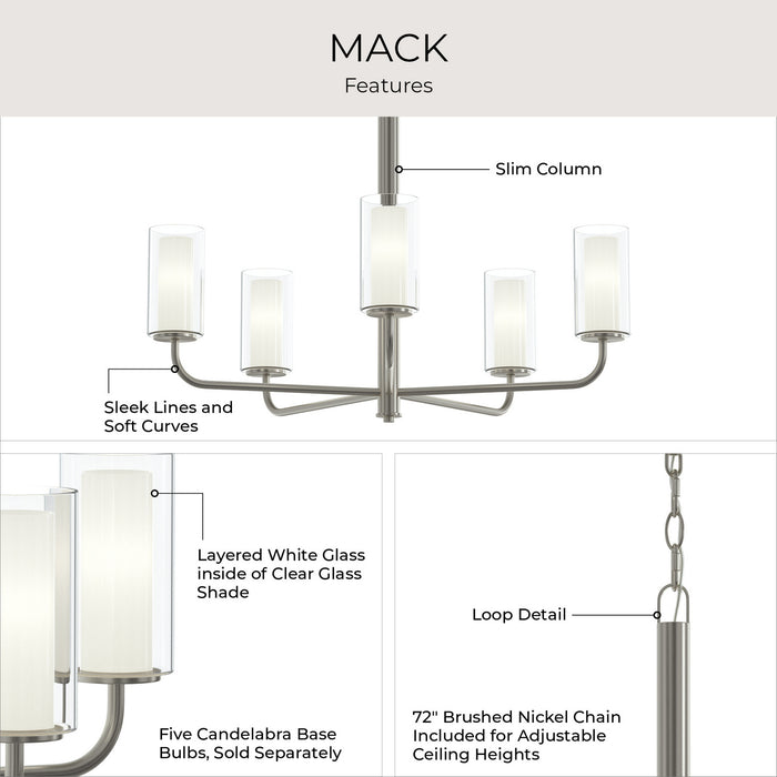 Myhouse Lighting Progress Lighting - P400475-009 - Five Light Chandelier - Mack - Brushed Nickel