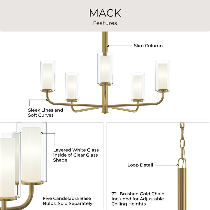 Myhouse Lighting Progress Lighting - P400475-191 - Five Light Chandelier - Mack - Brushed Gold