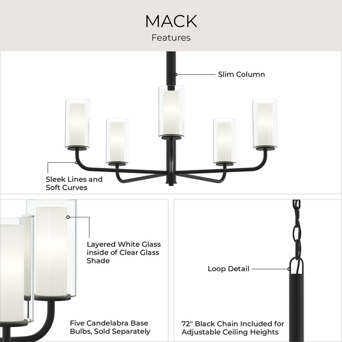 Myhouse Lighting Progress Lighting - P400475-31M - Five Light Chandelier - Mack - Matte Black