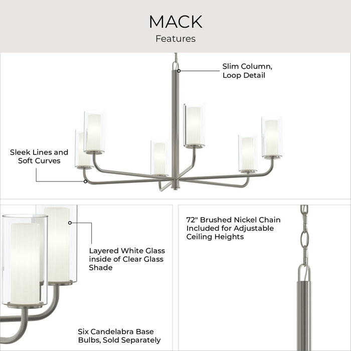 Myhouse Lighting Progress Lighting - P400477-009 - Six Light Chandelier - Mack - Brushed Nickel