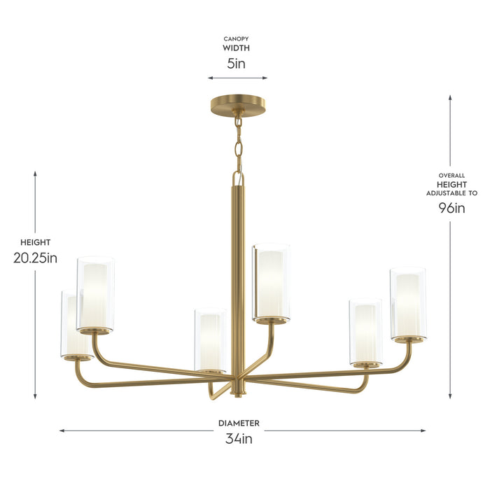 Myhouse Lighting Progress Lighting - P400477-191 - Six Light Chandelier - Mack - Brushed Gold