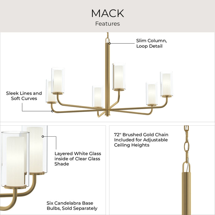 Myhouse Lighting Progress Lighting - P400477-191 - Six Light Chandelier - Mack - Brushed Gold