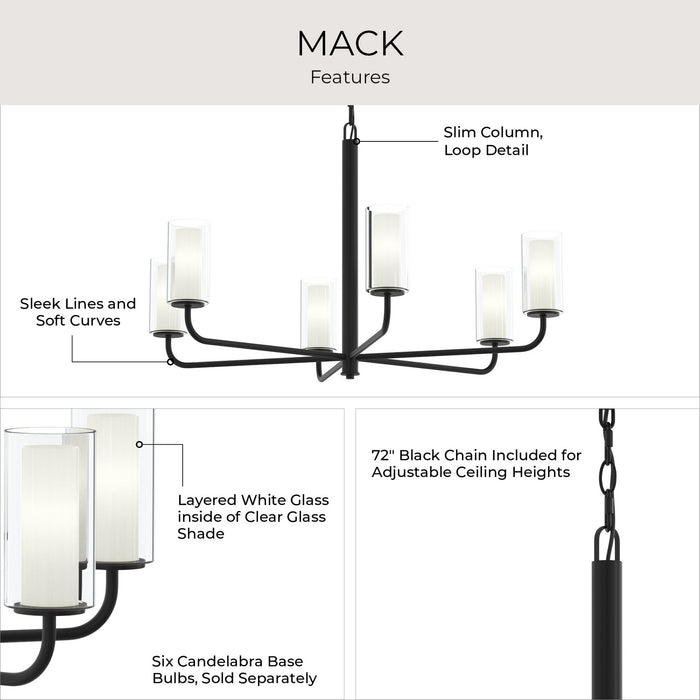 Myhouse Lighting Progress Lighting - P400477-31M - Six Light Chandelier - Mack - Matte Black