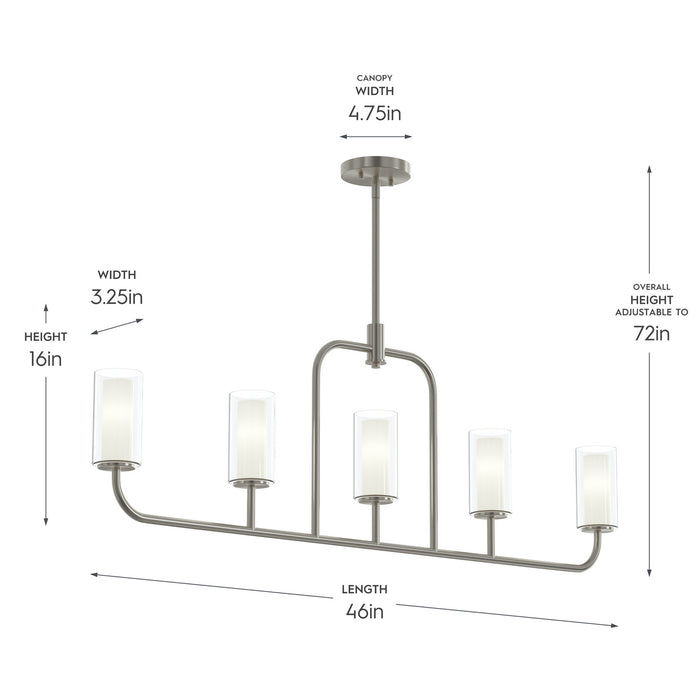 Myhouse Lighting Progress Lighting - P400476-009 - Five Light Linear Chandelier - Mack - Brushed Nickel