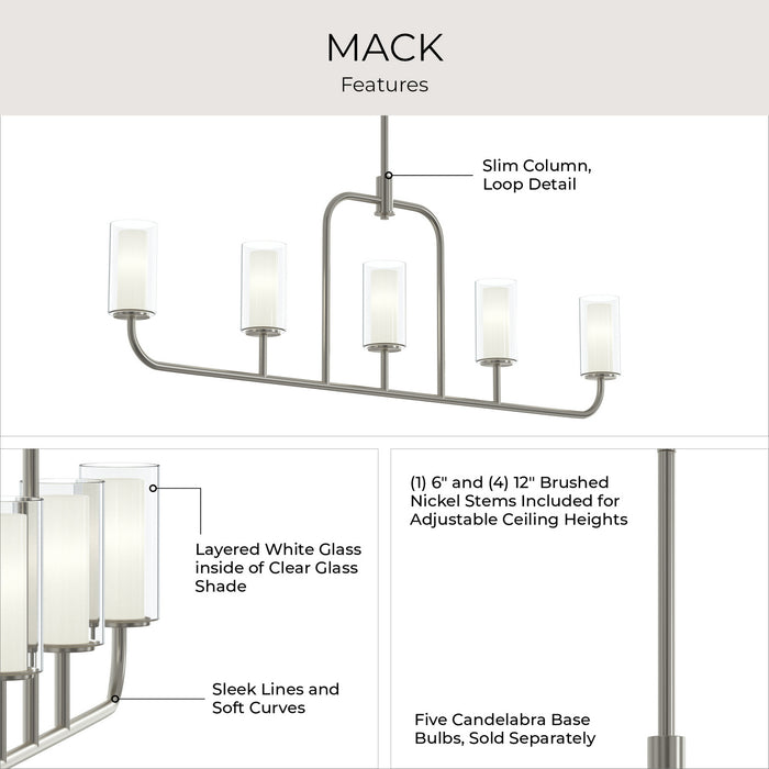 Myhouse Lighting Progress Lighting - P400476-009 - Five Light Linear Chandelier - Mack - Brushed Nickel